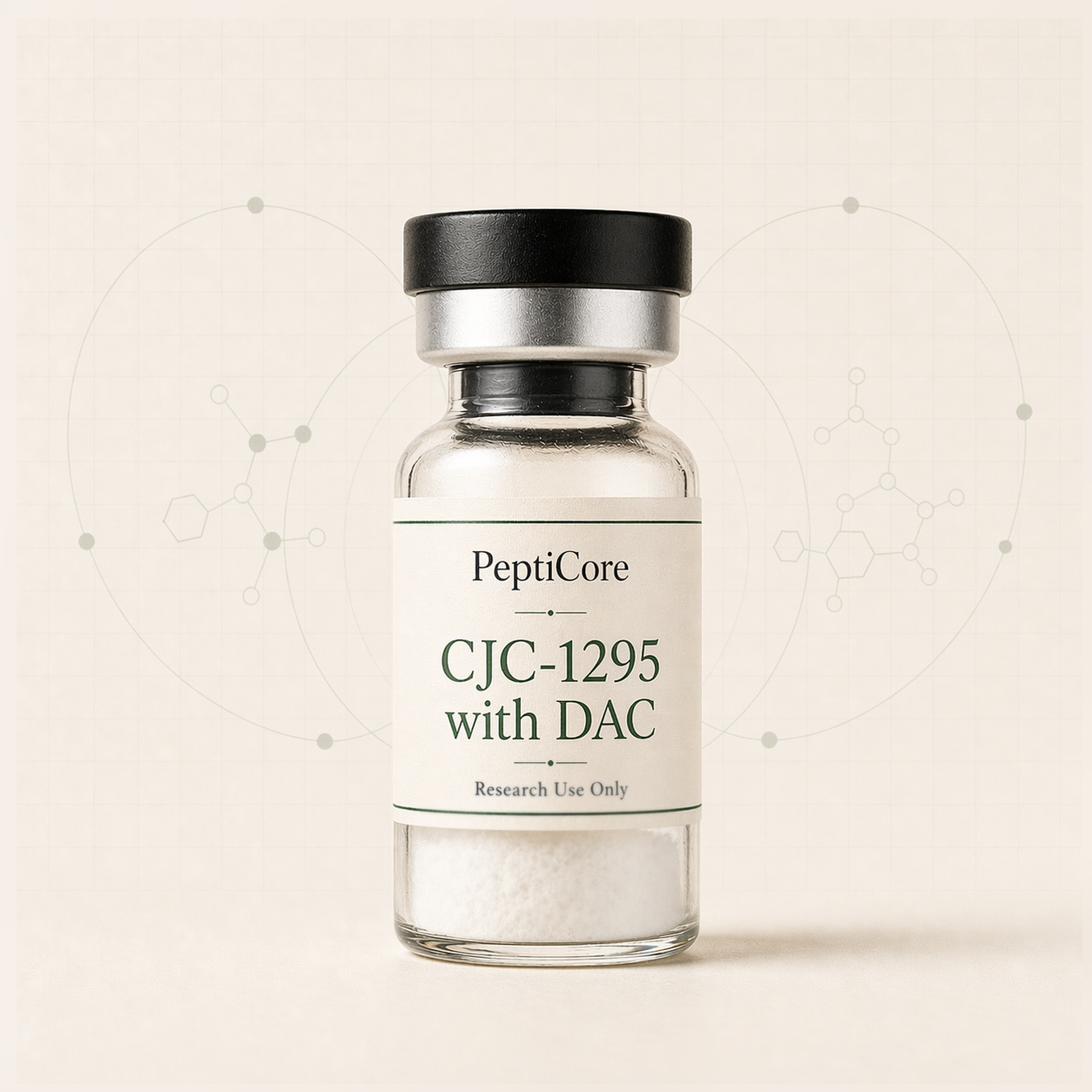 CJC-1295 with DAC research-use peptide vial from PeptiCore