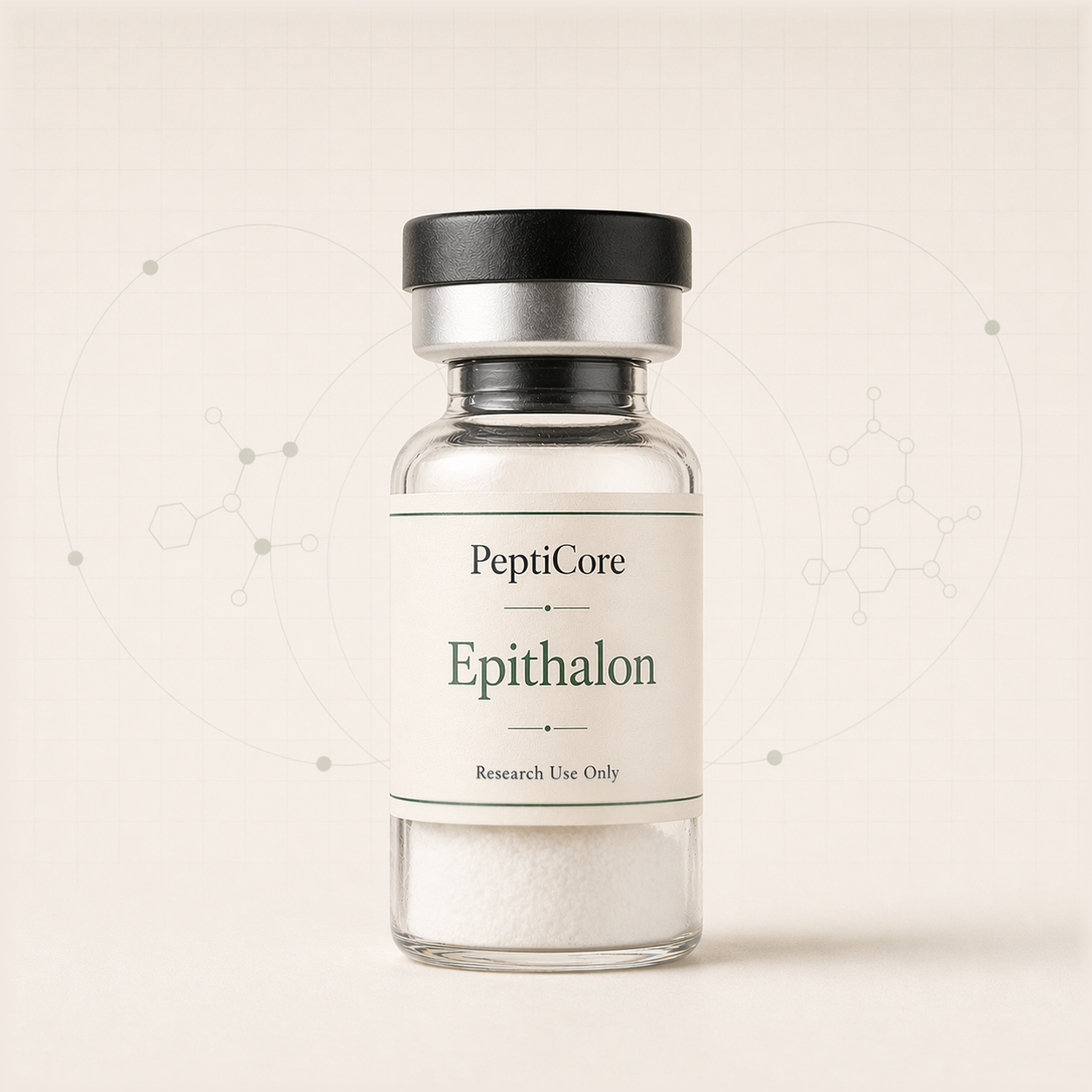 Epitalon research-use peptide vial from PeptiCore