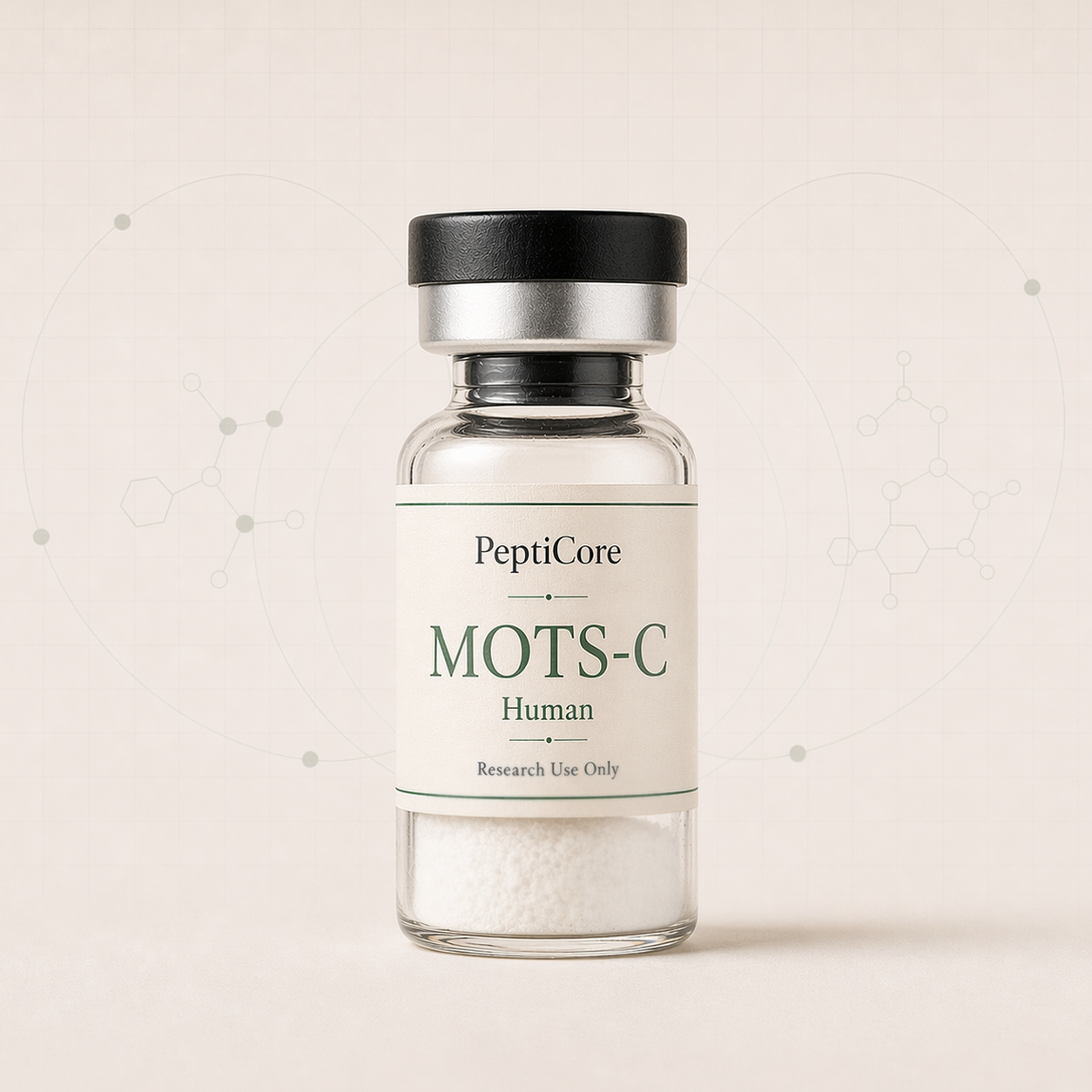 MOTS-C research-use peptide vial from PeptiCore